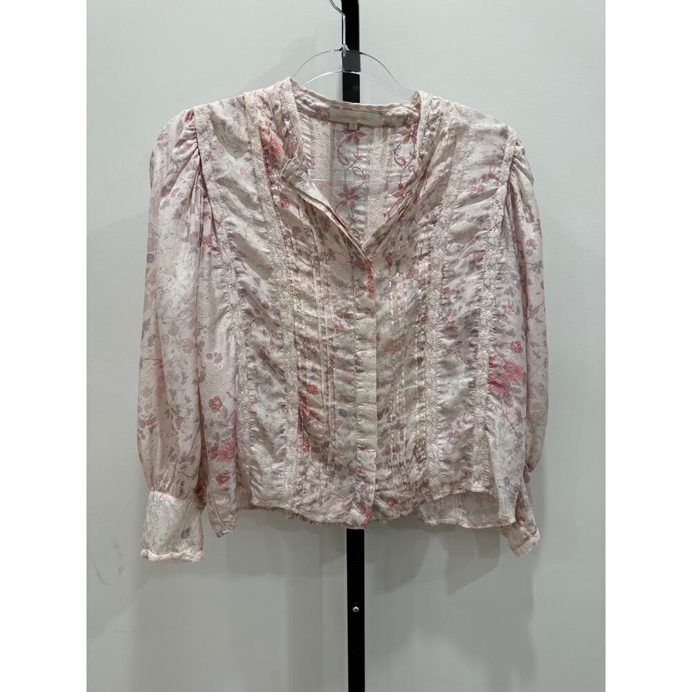 LoveShackFancy - Pink Floral Print Blouse - Womens Small - Picture 3 of 11